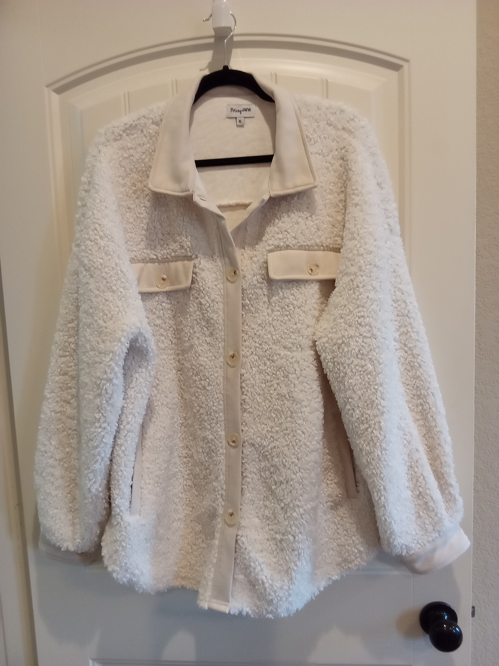 Cream Sherpa Women's Button-Up Shacket Sz XL